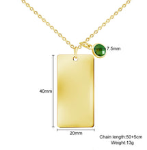 Calendar Rectangular Long Bar Necklace Handwriting Custom Custom Custom Gold Jewelry