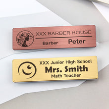 Custom Rectangular Company Logo Identity Badge Initials Engraved Brooch