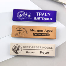 Custom Rectangular Company Logo Identity Badge Initials Engraved Brooch