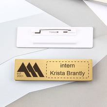Customized Company Badge Identity Plate Rectangular Personalized Initials Handwriting Brooch