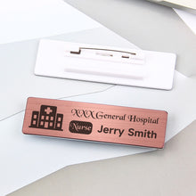 Customized Company Badge Identity Plate Rectangular Personalized Initials Handwriting Brooch