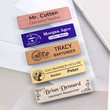 Customized Company Badge Identity Plate Rectangular Personalized Initials Handwriting Brooch