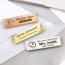 Custom Rectangular Company Logo Identity Badge Initials Engraved Brooch