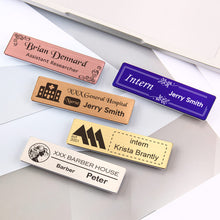 Customized Company Badge Identity Plate Rectangular Personalized Initials Handwriting Brooch