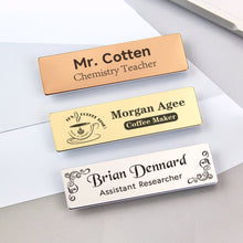 Custom Rectangular Company Logo Identity Badge Initials Engraved Brooch