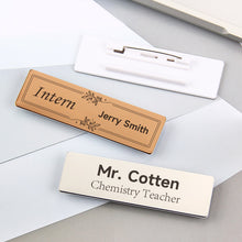 Custom Rectangular Company Logo Identity Badge Initials Engraved Brooch