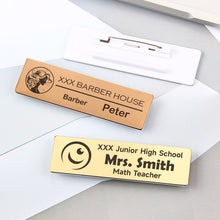 Custom Rectangular Company Logo Identity Badge Initials Engraved Brooch