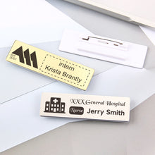 Custom Rectangular Company Logo Identity Badge Initials Engraved Brooch