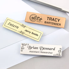 Customized Company Badge Identity Plate Rectangular Personalized Initials Handwriting Brooch