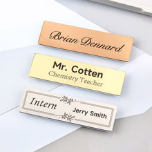 Custom Rectangular Company Logo Identity Badge Initials Engraved Brooch