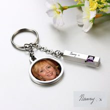 Personalized Handwriting Fingerprint Birthstone Keychain, Memorial Photo Jewelry