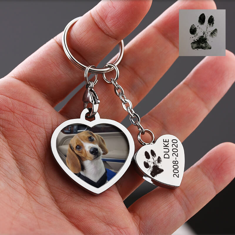 Heart Personalized Handwriting Photo Keyring, Memorial Ashes Pendant Keychain