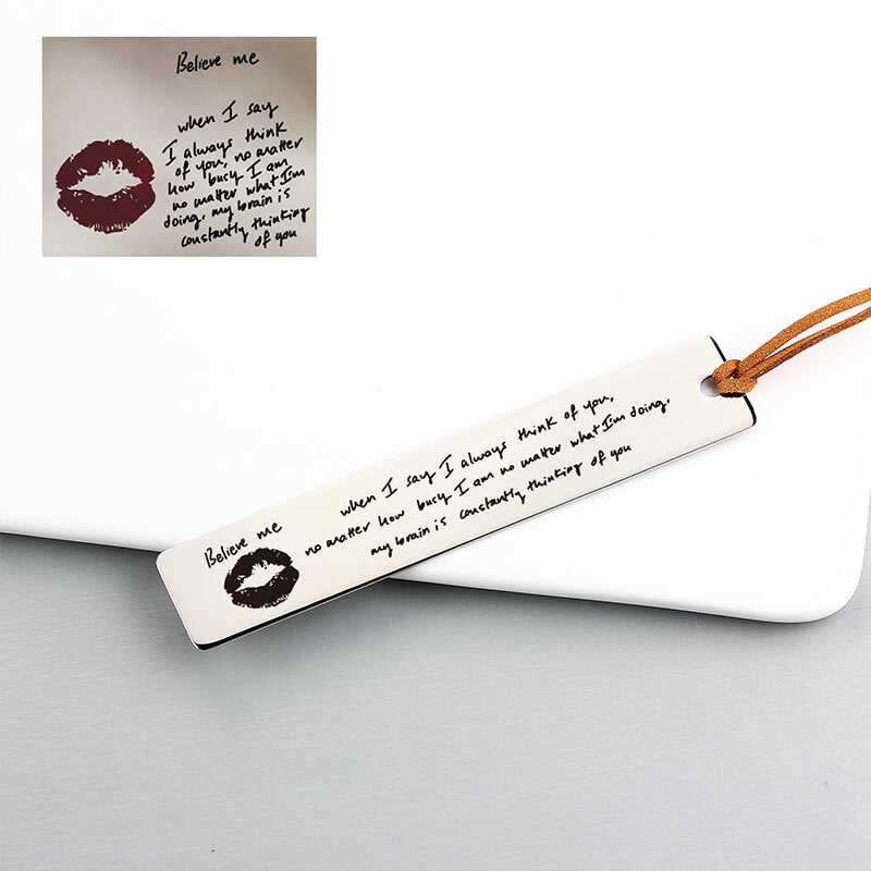 Handwriting Personalized Bookmark, Custom Engraved Metal Bookmark