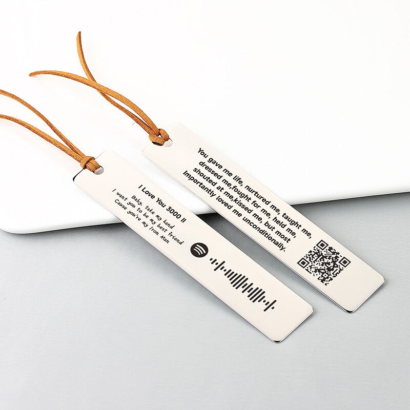 Personalized Metal Bookmark, Music Code Engraving, Voice QR Code Engraving, Unique