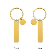 Bar Keychain with Disc Custom Keychain Engraved Text Keyring Gift for Family Friend