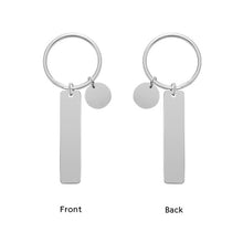 Bar Keychain with Disc Custom Keychain Engraved Text Keyring Gift for Family Friend