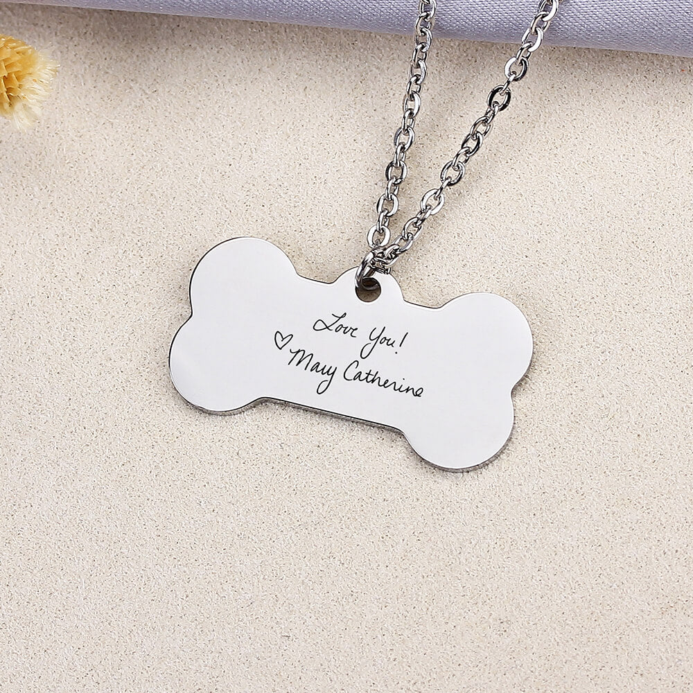 Custom bone Text Picture Necklace Personalized Handwriting Pendant Jewelry Gift