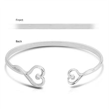 Heart Shaped Stainless Steel Heart Bracelet with Crystals on Both Ends