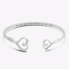 Heart Shaped Stainless Steel Heart Bracelet with Crystals on Both Ends