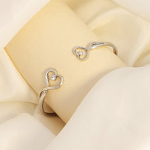 Heart Shaped Stainless Steel Heart Bracelet with Crystals on Both Ends