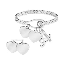 Simple Stainless Steel Bracelet with Crystal Heart Lettering Bracelet Mother's Day Gift