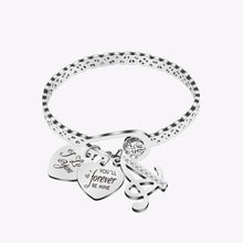 Simple Stainless Steel Bracelet with Crystal Heart Lettering Bracelet Mother's Day Gift
