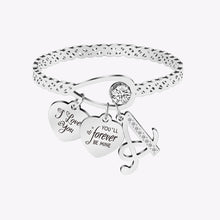 Simple Stainless Steel Bracelet with Crystal Heart Lettering Bracelet Mother's Day Gift