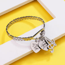 Simple Stainless Steel Bracelet with Crystal Heart Lettering Bracelet Mother's Day Gift