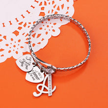 Simple Stainless Steel Bracelet with Crystal Heart Lettering Bracelet Mother's Day Gift