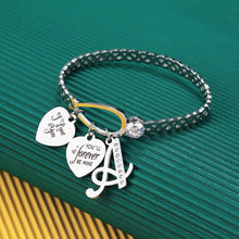 Simple Stainless Steel Bracelet with Crystal Heart Lettering Bracelet Mother's Day Gift