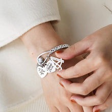 Simple Stainless Steel Bracelet with Crystal Heart Lettering Bracelet Mother's Day Gift