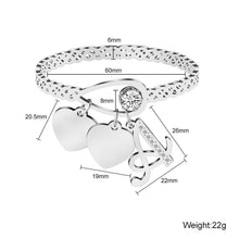 Simple Stainless Steel Bracelet with Crystal Heart Lettering Bracelet Mother's Day Gift