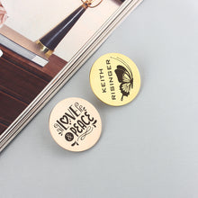 Personalized Custom Metal Brooch, Fingerprint Handwritting Initials Customized