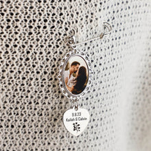 Heart Shape Color Photo Pattern Brooch Stainless Steel Jewelry Pendant Valentine's Day Gift