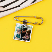 Personalized Custom Stainless Steel Square Brooch Color Printing Photo Clothing Accessories