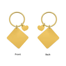 Custom Photo Date Calendar Engraving Keychain Square Pendant Keyring Gift