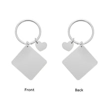 Custom Photo Date Calendar Engraving Keychain Square Pendant Keyring Gift