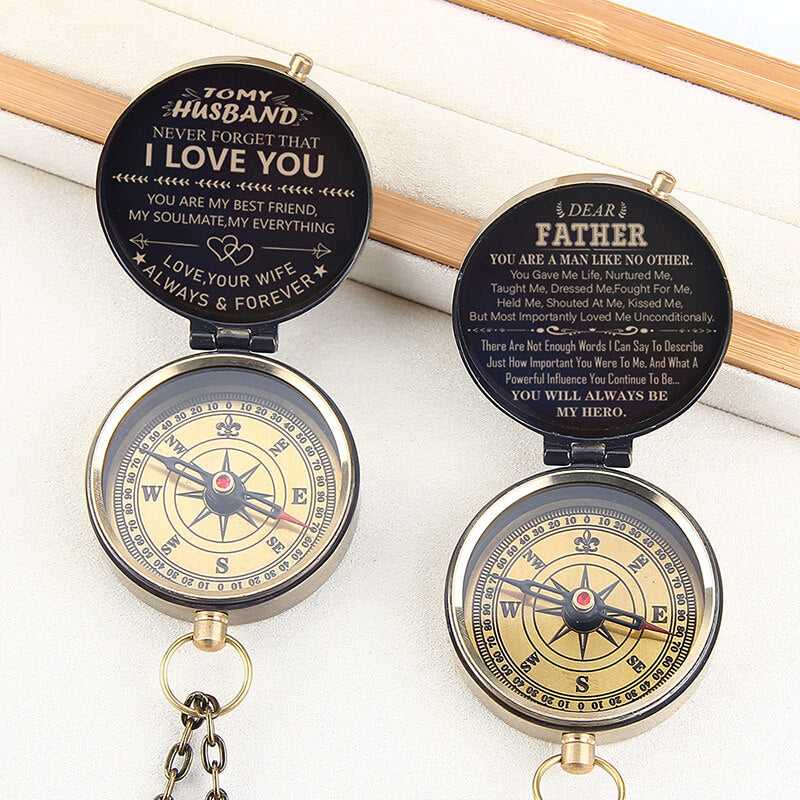 Personalized To Dad Brass Compass, Engraved Working Compass