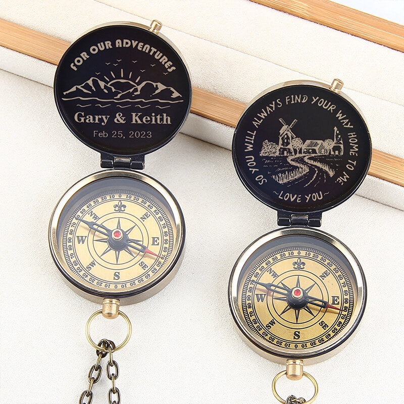 Personalized Compass, Engraved Working Compass, Personalized Brass Compass