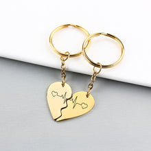 2pcs Heart puzzle Stainless steel Couple pendant,  Personalization Couple Heart Keychain
