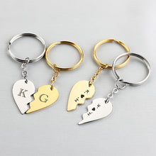 2pcs Heart puzzle Stainless steel Couple pendant,  Personalization Couple Heart Keychain