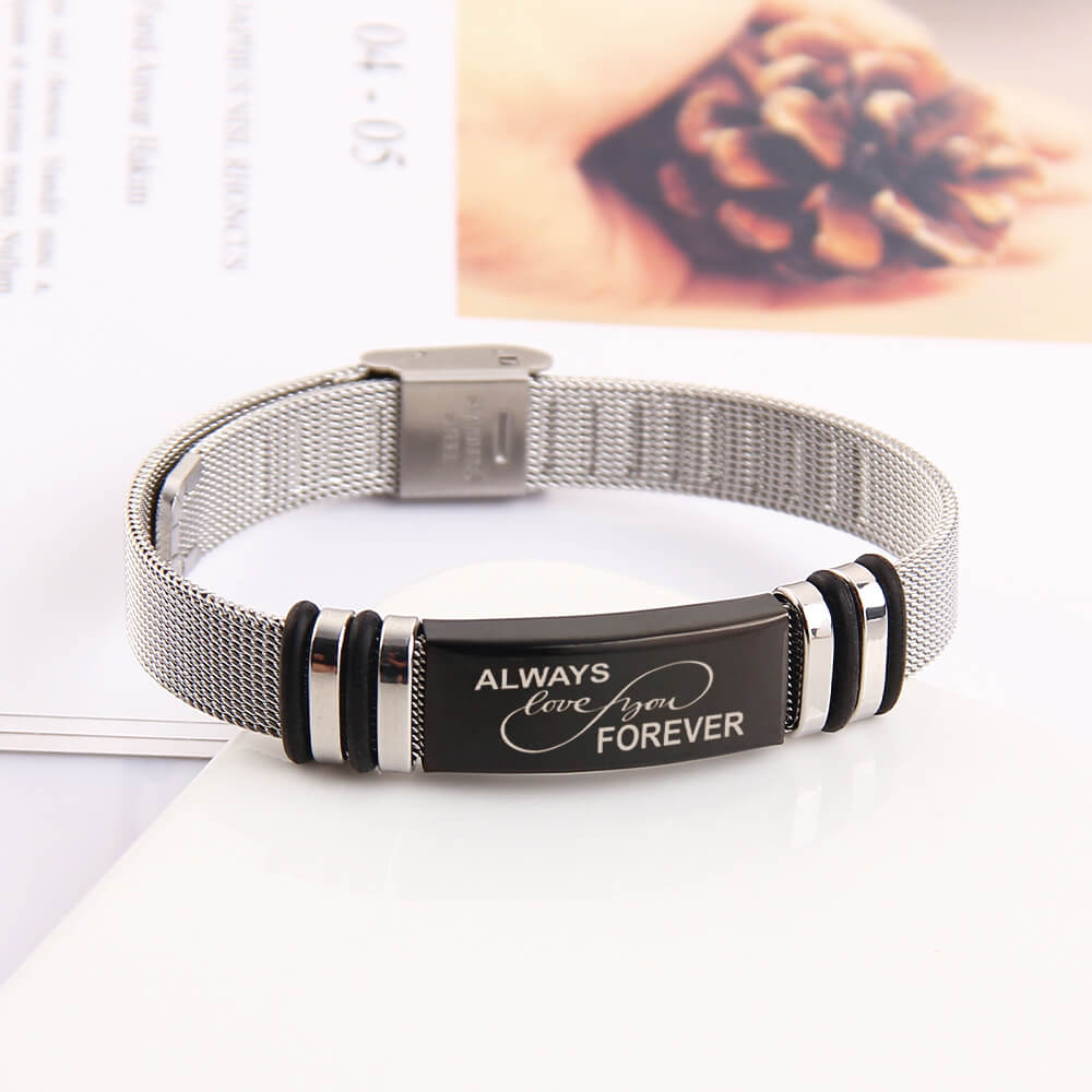 Personalise Snap Buckle Stainless Steel Metal Strap Bracelet