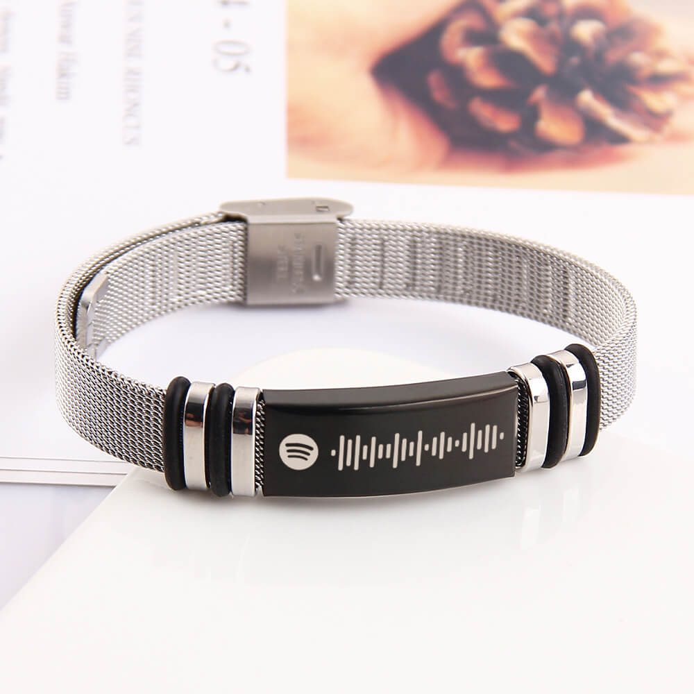 Text Or Music QR Code Custom Personalized Strap Bracelet Black