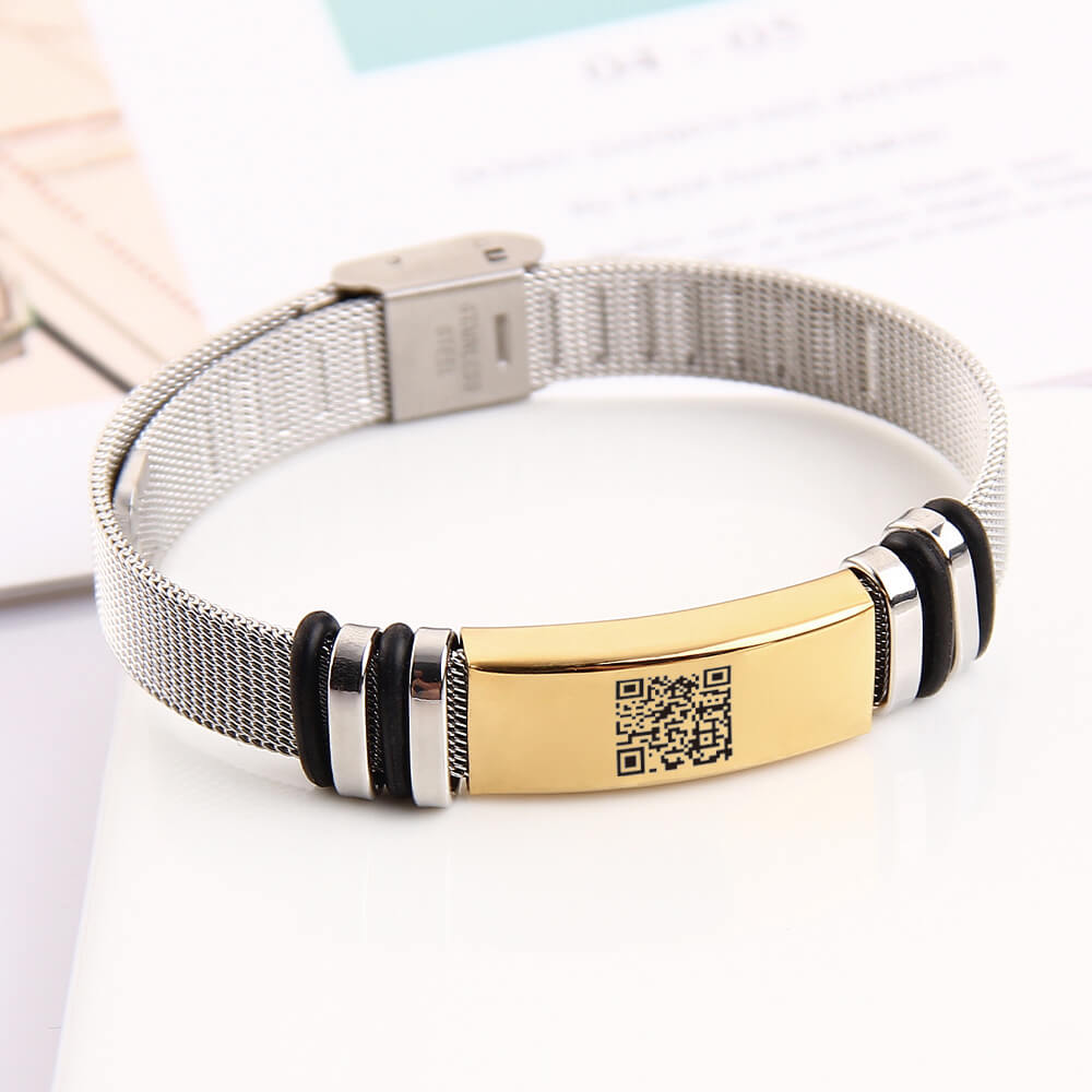 Text Or Music QR Code Custom Personalized Strap Bracelet Black