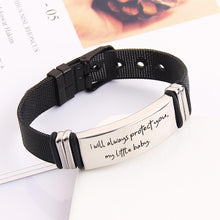 Black Strap Adjustable Bar Personalized Engraved Bracelet