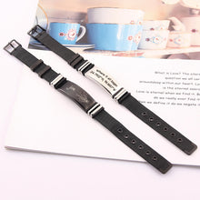 Black Strap Adjustable Bar Personalized Engraved Bracelet