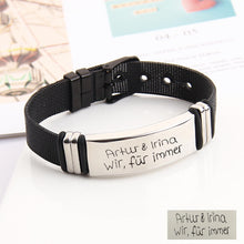 Black Stainless Steel Handwritten Fingerprint Personalized Custom Strap Bracelet