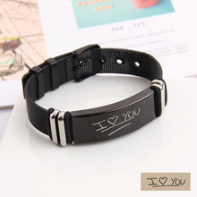 Black Stainless Steel Handwritten Fingerprint Personalized Custom Strap Bracelet