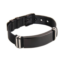 Music or Voice QR Code Engraving Personalized Custom Black Stainless Steel Strap Bracelet