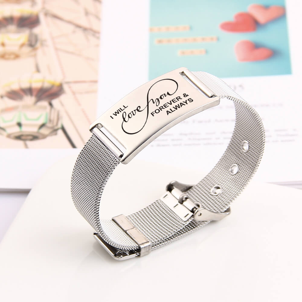 Personalized Adjustable Stainless Steel Metal Custom Strap Bracelet